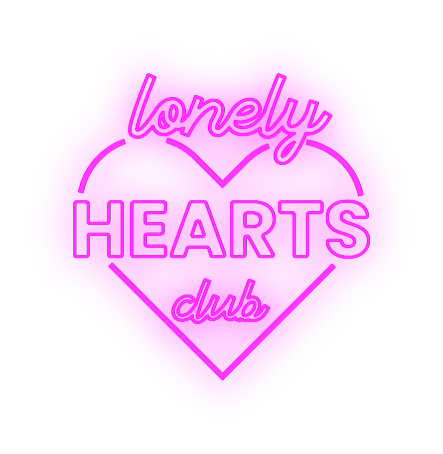 The Lonely Hearts Club Collection Neon Sign Logo in Neon Pink